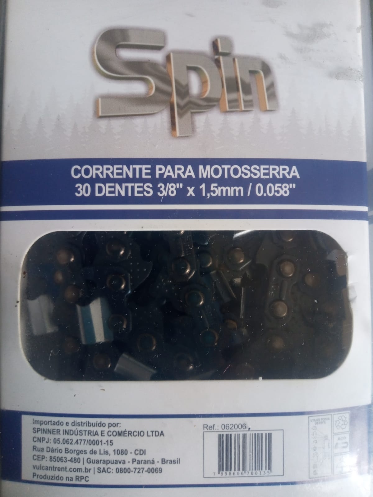 Corrente Motoserra 30 Dentes 3/8 x 1.5mm 0.058 Spin
