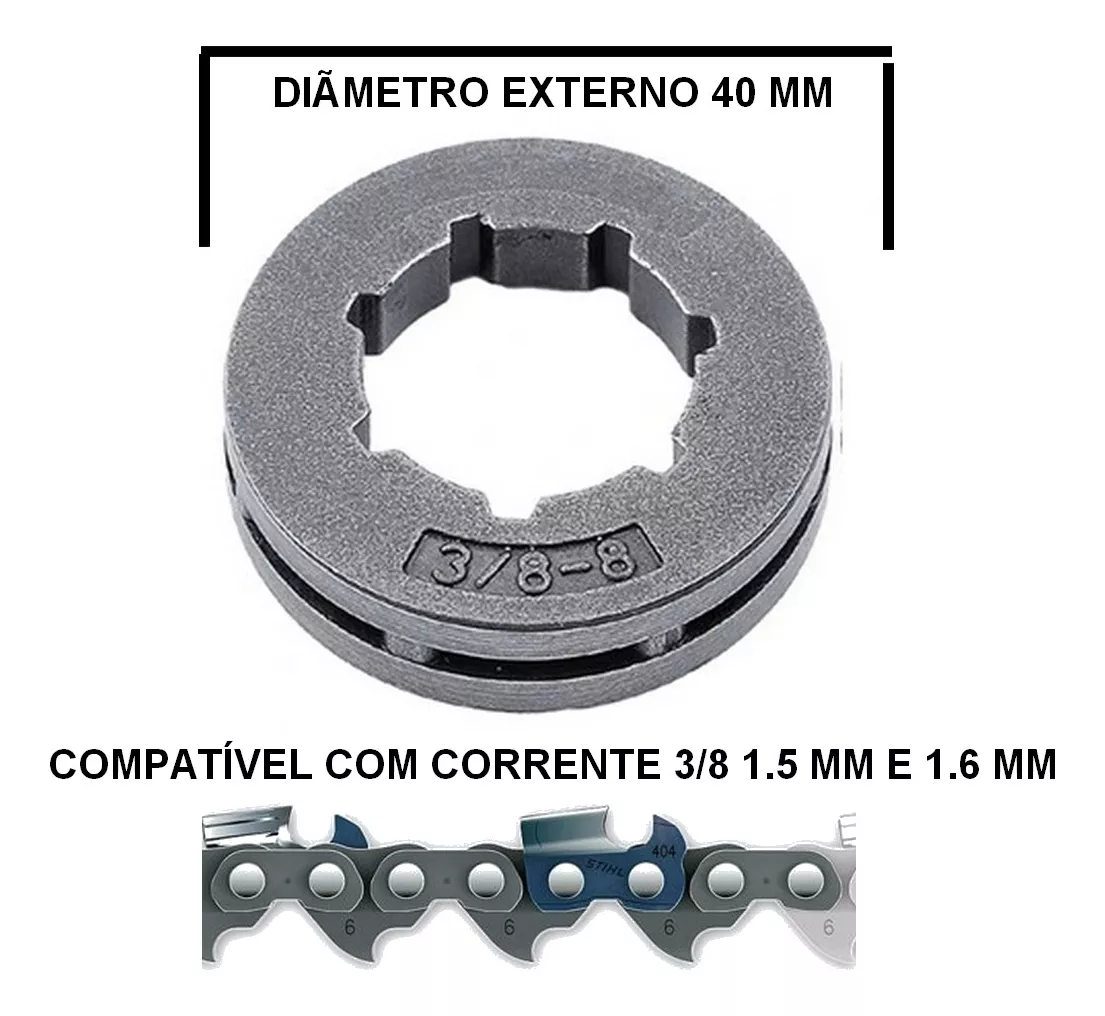 Coroa 3/8x 8 Motosserra Stihl 038/310/380/381/660 (PM 887 )